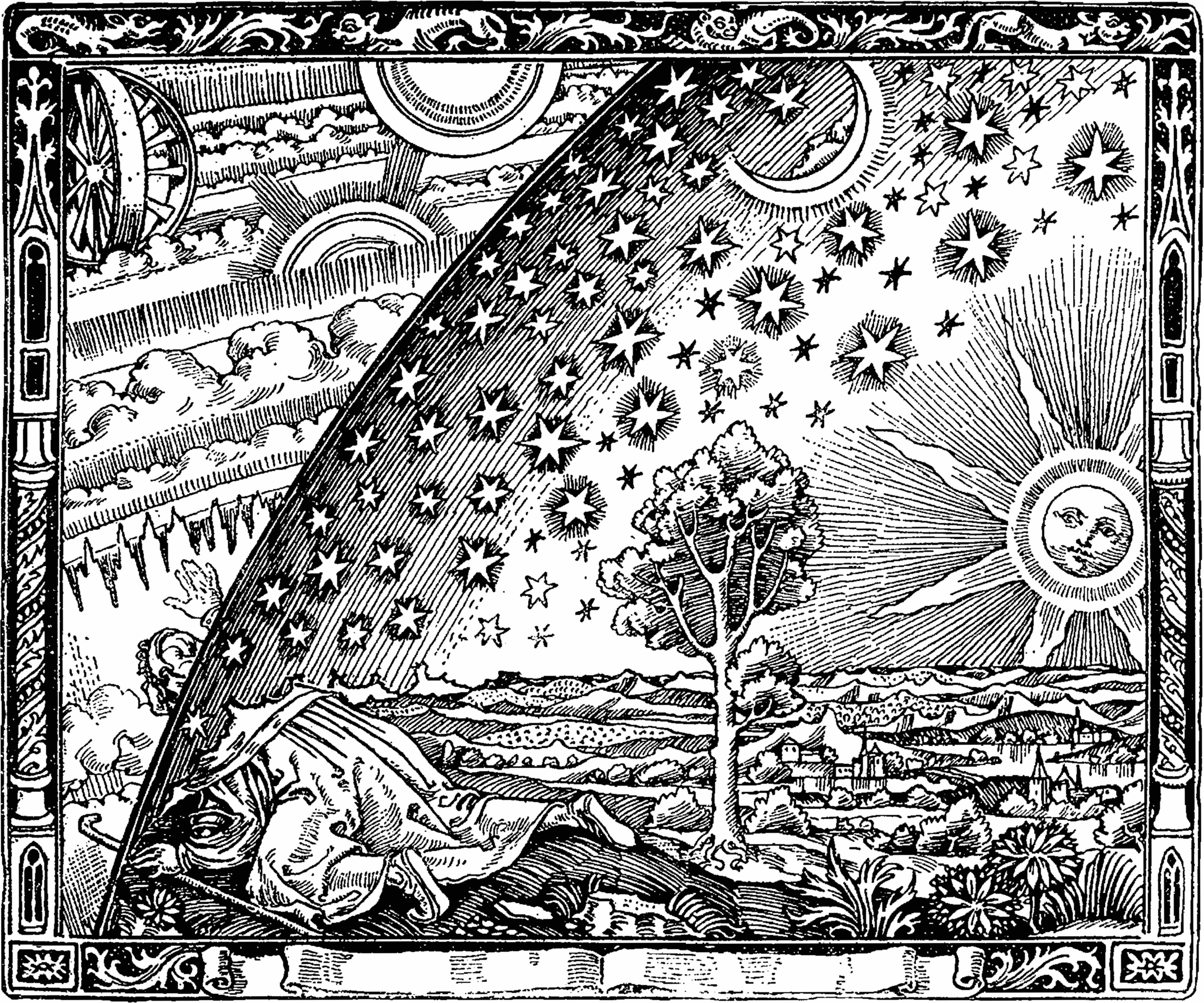 Camill Flammarion - słynna rycina 1888 rok - antropocentryzm